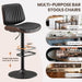 Bar Stools Set of 1, Adjustable Counter Height Bar Chairs 26"-34.5" with Swivel & Footrest, Modern Faux Leather Barstools for Kitchen Island, Dining Room,Pub,Black