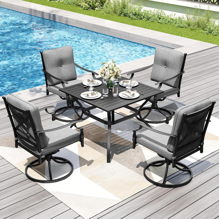 Patio Swivel Chairs, Metal Armchairs W/Cushions, 2PCS