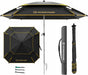 Patio Umbrella with Exclusive Black Coating, 7.2Ft/7.8Ft Heavy-Duty Double-Layer Nylon Canopy, Adjustable Tilt Sun Shade Outdoor Table Umbrella, UV Protection & Carry Bag for Beach, Fishing, Backyard