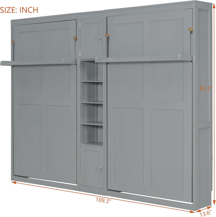 SlateGray Contemporary Murphy Dual Twin Beds Cabinetry