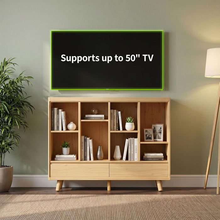 SolidWood 8 CubeBookcase Featuring Stowable Drawers