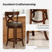 26 Inch Swivel Bar Stools Set of 3, Counter Height Bar Stools | Wooden Bar Stools, Faux Leather Kitchen Stools, Counter Height Chairs with Solid Wood Legs & Wrap-Around Footrest