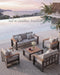 Oversized Aluminum Patio Furniture Set, 5 Pieces Luxury Outdoor Furniture Set with 7.1" Extra Thick Cushion, Modern Outdoor Sectional with Coffee Table for Porch, Garden and Deck, Gray
