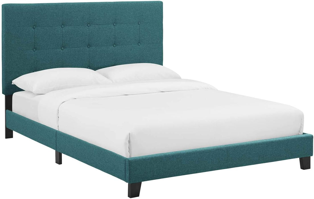 Melanie Tufted Fabric Upholstered Queen Platform Bed in Teal