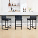 Bar Stools Set of 3, Upholstered Faux Leather Counter Height Barstools with Low Back and Thickened Metal Legs, Modern Bar Chairs for Kitchen Island, Bar (Black, 3Pcs 26" Counter Stools)
