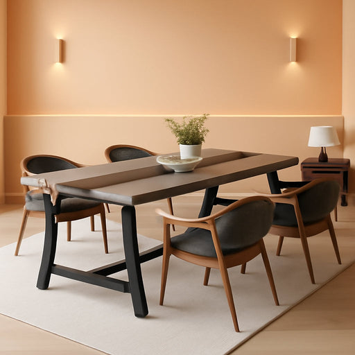 Dining Table for 8 People, 70.87-Inch Rectangular Wood Kitchen Table with Strong Metal Frame, Industrial Large Long Dining Room Table for Big Family (Gray, No Chair)