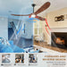 52" Ceiling Fans with Lights and Remote Control, Outdoor Ceiling Fan with Lights High CFM Quiet 3 Blade Wood Walnut Fan, Propeller Ceiling Fan for Outdoor/Indoor,Deep Walnut