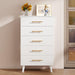 5 Drawer Dresser, Tall Dresser with Metal Handles, Wood Storage Organizer for Bedroom, Hallway, or Entryway, White