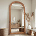 Full Length Mirror 81"X41", Arched Solid Wood Frame with Stand