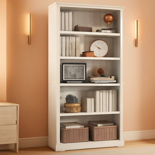 5-Shelf Bookcase, Bookshelves Floor Standing Display Storage Shelves 68 in Tall Bookcase Home Decor Furniture for Home Office, Living Room, Bed Room - White Oak