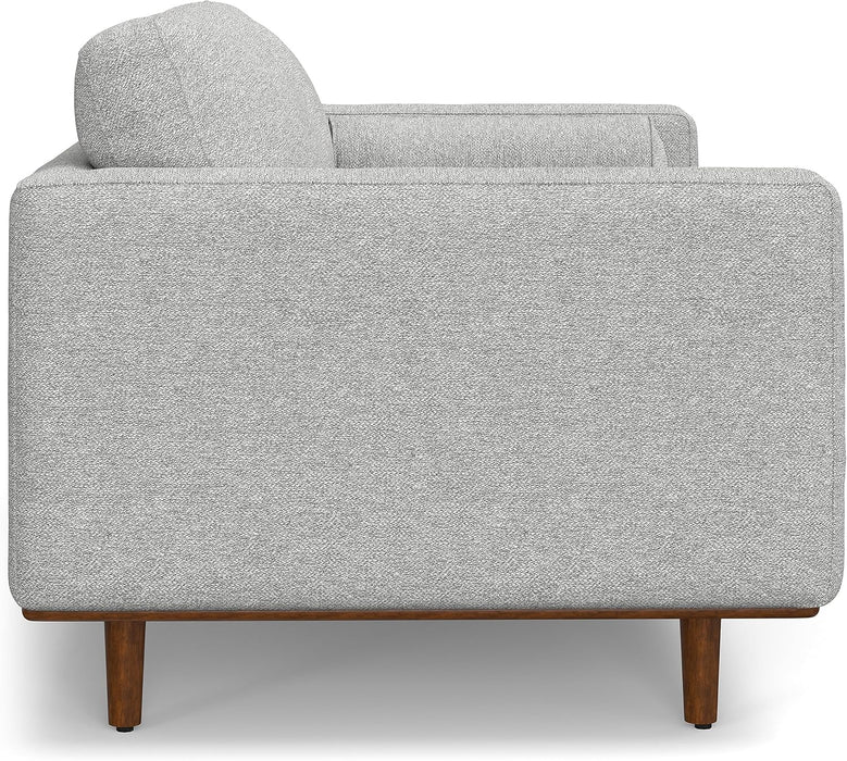 Morrison Mid-Century Modern 72 Inch Wide Sofa with Ottoman Set in Mist Grey Woven-Blend Fabric for the Living Room and Family Room