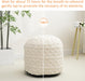 Beige round Faux Fur Ottoman Pouf - 20X15 Inch Storage Foot Stool Cushion for Living Room & Bedroom Decor