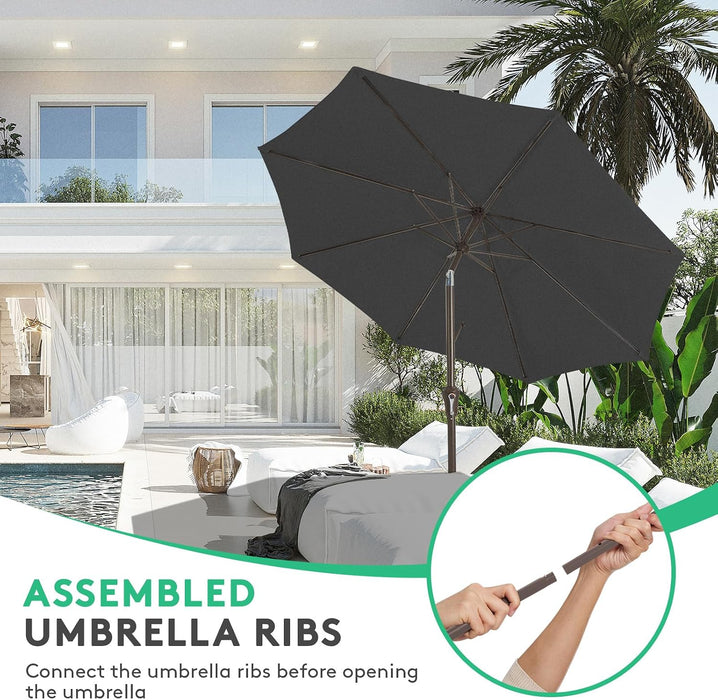 10 Ft Outdoor Patio Umbrella W/Tilt and Crank, Black
