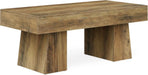 Farmhouse Coffee Table, 47 Inches Wooden Rectangular Accent Center Tables with Thick Base, Modern Low Cocktail Tea Furniture for Living Room (Rustic Brown)