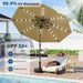 10FT Solar Patio Umbrella with LED Lights, UV Resistant Outdoor Shade