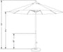 9' round Aluminum/Fiberglass Umbrella, Push Open,