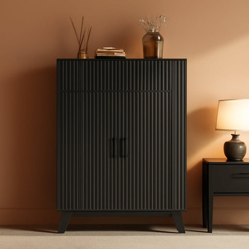 Black Freestanding Four Tier Shoe Cabinet Organizer