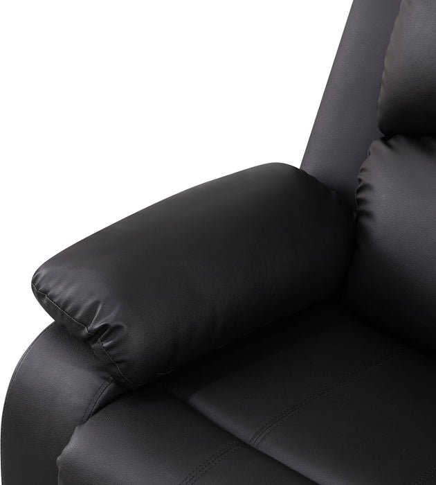 Manual Recliner Sectional Sofa Set, Bonded Leather L-Shaped Living Room Furniture Sets, Reclining Corner Couch with Drop-Down Table/Storage Console/Cup Holders for Home Office (Black, Sectional)