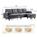 Convertible Sectional Sofa with Reversible Storage Ottoman and Side Storage Pocket,L-Shaped 4-Seat Couch for Living Room Office Apartment