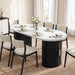 71" Oval Dining Table with Storage, Fluted Base, Black | Seats 4-6 for Daily Dining and up to 8 for Gatherings; 397 Lb Capacity, Hidden Storage, and Faux Quartz Finish.