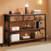 Long 47" Console Sofa Table with 3 Drawers, Entryway Table with 3-Tier Storage Shelves, Industrial Display Shelf for Entry Way, Hallway, Couch, Living Room, Kitchen, Foyer, Rustic Brown