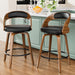 Bar Stools Set of 2, 26" Bentwood Counter Height Barstools, Black | Swivel, Mid-Century Modern, Faux Leather, Ergonomic Backrest, Padded Seat, Bentwood Legs, Footrest, for Kitchen Island, Bar
