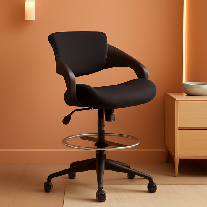 Ergonomic Drafting Chair,Standing Computer Desk Chair,Foot Ring,Lumbar Support,Swivel Task Chair-Black
