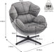 Swivel Accent Chair for Living Room, Upholstered Armchair with Metal Legs, Lounge Sofa Chair, Comfy Leisure Chairs for Bedroom Reading (Gray)