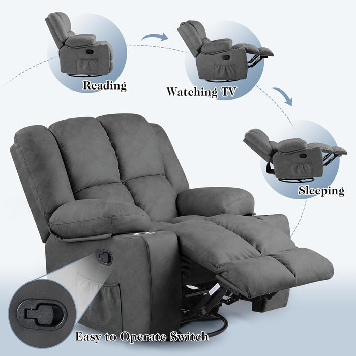 Oversized Swivel Recliner with Cup Holder