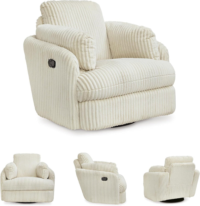 Tie-Breaker Cozy Contemporary Manual Press-Back Swivel Glider Rocker Recliner with 2 Bolster Pillows and Hidden Storage, White