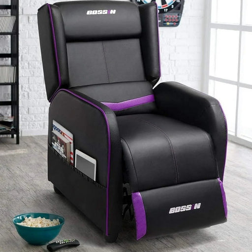 Gaming Recliner Chair for Adults, PU Leather Home Theater Seating Video Game Chairs for Living Room Ergonomic Racing Style Single Movie Gamer Lounge Sofa