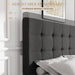 Upholstered Queen Size Platform Bed Frame with 4 Storage Drawers, Adjustable Headboard with Square Stitched Button Tufted Design, Wooden Slat Support, No Box Spring Needed, Dark Grey