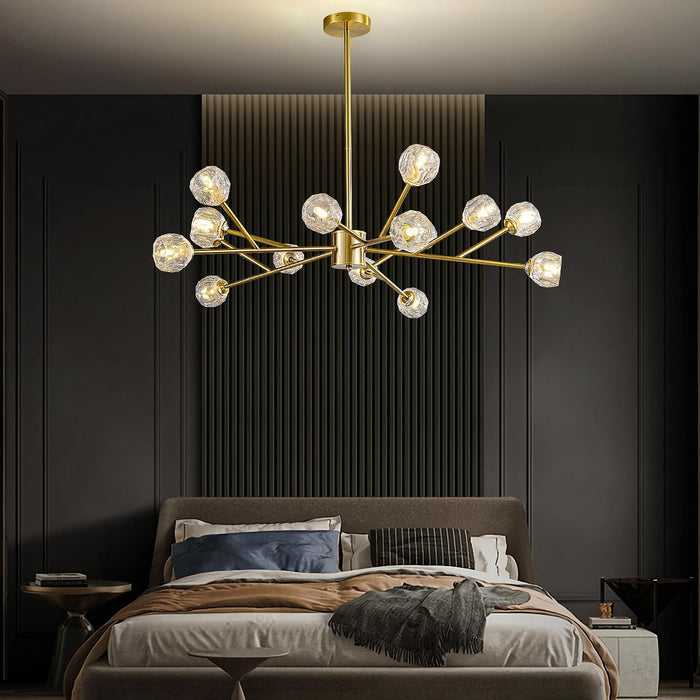 39”Gold Chandeliers for Dining Room 15-Light Sputnik Chandelier