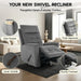 Swivel Rocker Recliner Chair, Rocking Chair, Small Swivel Recliner for Small Spaces, Living Room, Rv(Dark Grey)