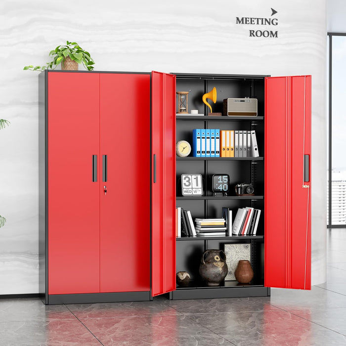 72 Inches Black Red Powdercoated Industrial Cabinet
