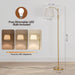 Fully Dimmable Floor Lamp for Living Room，Standing Lamp Rotary Switch with Linen Beige Shade，Golden Tall Lamps for Bedroom with Adjust Head，9W LED Bulb Included
