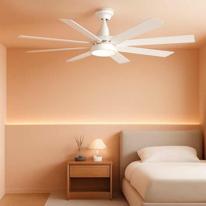 Professional 60 Inch White Ceiling Fan IntegratedControls