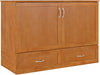 Hamilton Full Murphy Bed Chest with Mattress, Storage, and Built-In Charger in Light Toffee