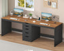 2 Person Desk with 5 Drawers and Power Outlets, 78.7 Inch Long Computer Desk with Storage File Cabinet, Two Person Home Office Double Desk with Storage, Brown and Black