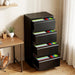 4 Drawer File Cabinet with Lock, Black Metal Lateral Filing Cabinet