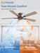 52Inch Brown Flush Mount Ceiling Fan RemoteDCMotor