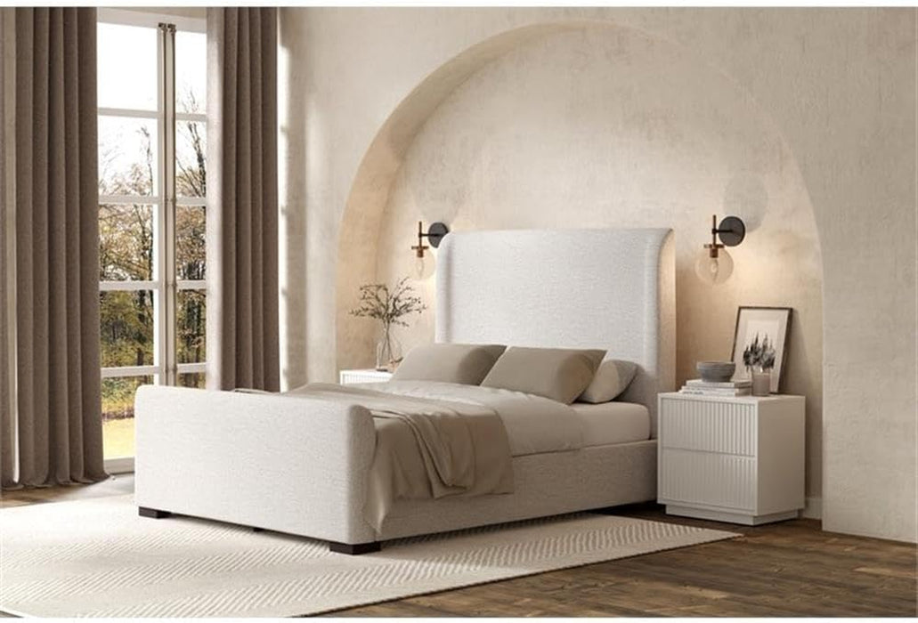 Adele Upholstered California King Platform Bed in Beige