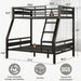 Twin Over Full Bunk Bed HeavyDutyIndustrialStrengthBlack Guardrail