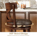 26 Inch Swivel Bar Stools Set of 2, Counter Height Stools | Rustic Wooden Barstools with Back & Solid Wood Legs, Faux Leather Bar Chairs for Kitchen Island, Dark Cherry