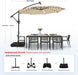 10Ft Solar LED Patio Umbrella with Base Included, Offset Umbrella with Weighted Sandbag Base, Cantilever Patio Umbrellas for Backyard, Garden & Deck, 32 LED Lights & Polyester Shade, Beige