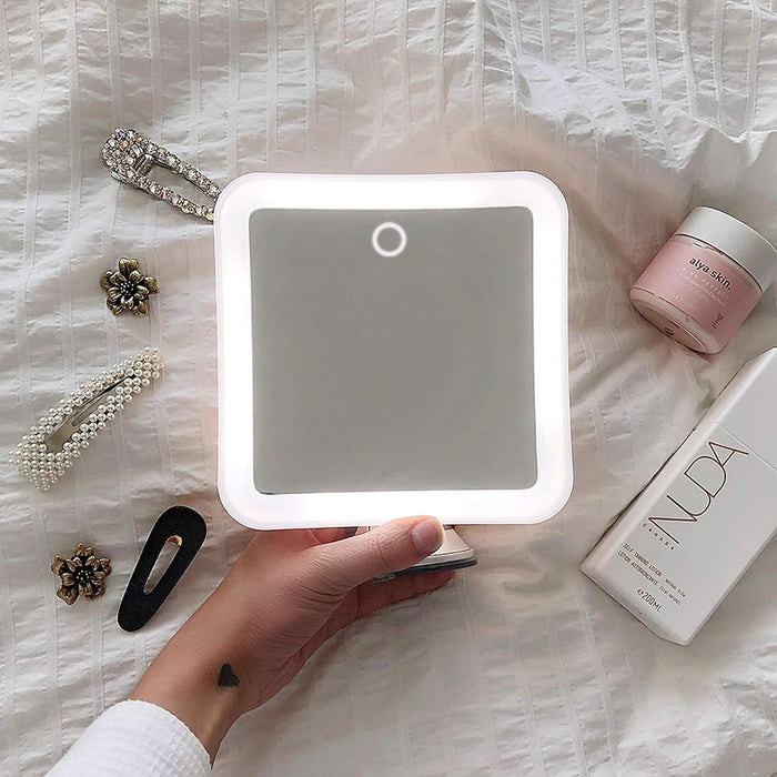 Rechargeable 10X Magnifying Mirror with 3 LED Light Settings, Dimmable Touch Light, Cordless, Locking Suction Mount, Lighted Mirror for Bathroom or Travel, Mira 2 (White)