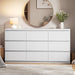 Modern 9 Drawer Dresser for Bedroom, Simply Chest of Drawers, Wood Storage Dresser with Deep Drawers for Living Room Hallway Entryway (White)