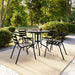 Aluminum Slat Back Stacking Outdoor Restaurant Chairs, Modern Stackable Patio Chairs for Restaurants, Set of 4, Black