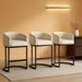 Counter Height Bar Stools Set of 3, 24 Inch Seat Height Barstools for Dining Room, Fabric Upholstered Bar Chair for Kitchen Island, Linen Counter Stools with Metal Legs, Beige