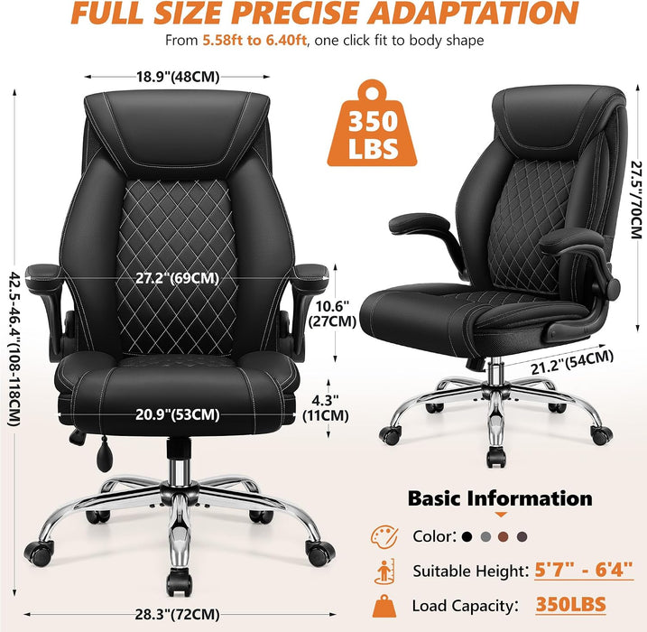 Ergonomic Office Chair, Executive Leather Desk Chair with Lumbar Support